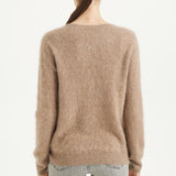 Chanyarn Women's 100% Merino Wool Luxury Soft Fall Winter Warm Crewneck Long Sleeve Brushed Fuzzy Pullover Sweater