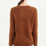 Chanyarn Women's 100% Merino Wool Luxury Soft Fall Winter Warm Crewneck Long Sleeve Brushed Fuzzy Pullover Sweater