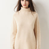 Pull à col roulé sans couture 100 % laine mérinos