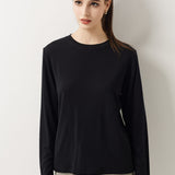 100% Merino Wool Crewneck Long Sleeve Knit Top
