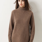 Pull à col roulé sans couture 100 % laine mérinos