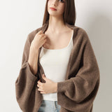 100% Merino Wool Knit Wrap Shawl with Sleeves