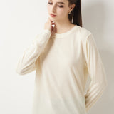 100% Merino Wool Crewneck Long Sleeve Knit Top