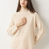 Pull à col montant sans couture 100 % laine mérinos