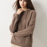 Maglione con cappuccio 30% cashmere 70% lana merino