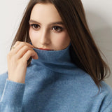 30% Cashmere 70% Merino Wool Seamless Turtleneck Sweater