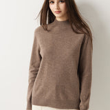 30% Cashmere 70% Merino Wool Seamless Mock Neck Sweater