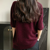 Women's 100% Merino Wool Spring Fall Winter First-Line Ready to Wear Seamless Knit Short Sleeve Mock Neck Sweater