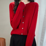 Chanyarn Women's Crewneck 100% Merino Wool Sweater 2025 Spring Fall Solid Long Sleeve Seamless Knitted Cardigan Sweater