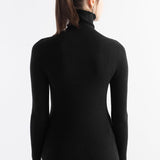 Merino Wool Blend Ribbed Turtleneck Slim Fit Sweater