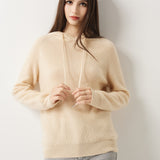 Maglione con cappuccio 30% cashmere 70% lana merino