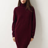 100% Merino Wool Turtleneck Knit Sweater Dress