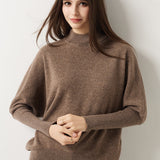 100% Merino Wool Mock Neck Batwing Sweater