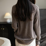 Women's Merino Wool Blend Cardigan 2025 Fall Winter Casual Mock Neck Long Sleeve Knit Cardigan with Buttons