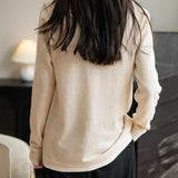 Women's Merino Wool Sweater 2025 Fall Winter Fake Two Piece Color Block Shirt Crewneck Long Sleeve Knit Pullover Top