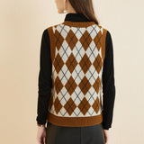 Giubbotto da maglione da donna al 100% da donna 2025 Diamond inverno autunno V Glet maglione a maglia senza maniche