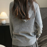 Felpa con tasca a maniche lunghe in lana merino al 100% da donna 2025 inverno calda morbida a manica lunga a maglia con tasca
