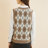 Giubbotto da maglione da donna al 100% da donna 2025 Diamond inverno autunno V Glet maglione a maglia senza maniche
