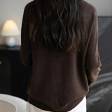 Women's Merino Wool Cardigan Crew Neck Fall Winter Long Sleeve First-Line Ready to Wear Seamless Knit Cardigan