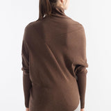 Women's Merino Wool Oversized Sweater 2025 Fall Winter Turtleneck Ribbed Batwing Sleeve Asymmetrical Knit Pullover