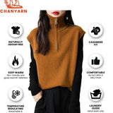 Chanyarn Women's 100% Merino Wool Sweater Vest 2025 Fall Winter 1/4 Zip Sleeveless Knit Sweater Tank Tops