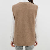 Women's 100% Merino Wool Sweater Vest 2025 Fall Winter V Neck Button Down Sleeveless Cable Knit Sweater Vest