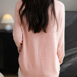 Women's Merino Wool Cardigan Crew Neck Fall Winter Long Sleeve First-Line Ready to Wear Seamless Knit Cardigan