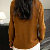 Women's 100% Merino Wool 2025 Fall Winter Crewneck First-Line Ready to Wear Long Sleeve Seamless Knit Sweater