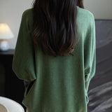Women's Merino Wool Blend Oversized Sweater 2025 Fall Winter Fashion Mock Neck Batwing Sleeve Knit Pullover Sweater