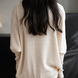 Women's Merino Wool Blend Oversized Sweater 2025 Fall Winter Fashion Mock Neck Batwing Sleeve Knit Pullover Sweater