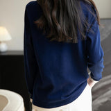Women's Merino Wool Sweater 2025 Fall Winter Fake Two Piece Color Block Shirt Crewneck Long Sleeve Knit Pullover Top