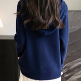 Women's Merino Wool Hoodies 2025 Fall Winter Casual Crewneck Sweatshirt Long Sleeve Knitted Sweater with Drawstring