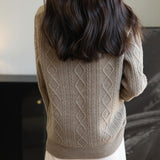 Suéter de lana 100% merino de chanyarn femenino 2025 otoño invierno Básico Básico Cable de manga larga Cabina de manga larga Sétero de cable de punto