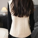 Women's 100% Merino Wool Sweater Vest 2025 Fall Winter Vintage Cable Crew Neck Sleeveless Knit Sweater Vest