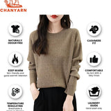 Chanyarn Women's 100% Merino Wool Crew Neck Sweater 2025 Fall Winter Casual Solid Long Sleeve Warm Soft Knitted Sweater