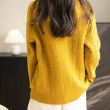 Chanyarn Women's V Neck 100% Merino Wool Oversized Sweater 2025 Fall Winter Vintage Cable Long Sleeve Knit Sweater