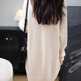 Women's Merino Wool Blend Oversized Sweater Dress 2025 Fall Winter Turtleneck Long Sleeve Knit Knee-Length Dress