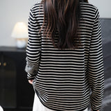 Frauen Merino Wollpullover 2025 Herbst Winter Casual Crew Hals gestreift