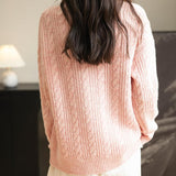 Chanyarn Women's V Neck 100% Merino Wool Oversized Sweater 2025 Fall Winter Vintage Cable Long Sleeve Knit Sweater