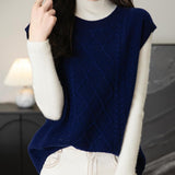 Chanyarn Women's 100% Merino Wool Sweater Vest 2025 Fall Winter Casual Crewneck Cable Sleeveless Knit Sweater Tank Tops