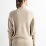 Suéter de malha grande com gola morcego e mistura de lã Merino