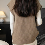 Women's 100% Merino Wool Sweater Vest 2025 Fall Winter Casual Turtleneck Sleeveless Knit Sweater Tank Tops