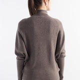 Suéter de malha grande com gola morcego e mistura de lã Merino