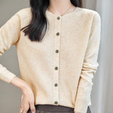 Chanyarn Women's Crewneck 100% Merino Wool Sweater 2025 Spring Fall Solid Long Sleeve Seamless Knitted Cardigan Sweater