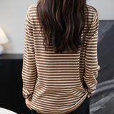 Frauen Merino Wollpullover 2025 Herbst Winter Casual Crew Hals gestreift