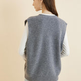 Women's 100% Merino Wool Sweater Vest 2025 Spring Classic V Neck Casual Sleeveless Knit Sweater Vest