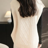 Chanyarn Women's 100% Merino Wool Sweater Vest 2025 Fall Winter Casual Crewneck Cable Sleeveless Knit Sweater Tank Tops