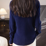 Chanyarn Women's 100% Merino Wool Seamless Sweater Mock Neck First-Line Ready to Wear Long Sleeve Ribbed Knit Pullover
