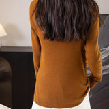 Chanyarn Women's 100% Merino Wool Seamless Sweater Mock Neck First-Line Ready to Wear Long Sleeve Ribbed Knit Pullover