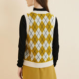 Giubbotto da maglione da donna al 100% da donna 2025 Diamond inverno autunno V Glet maglione a maglia senza maniche